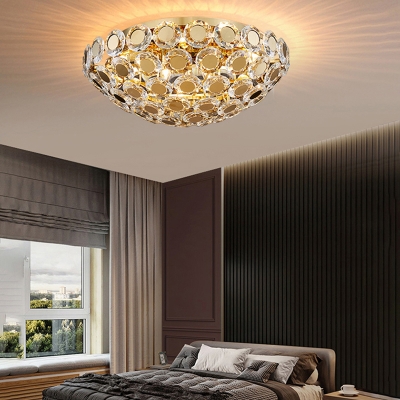 Gold 3-Tier Flush Mount Lighting Postmodernist K9 Crystal Ceiling Light for Living Room