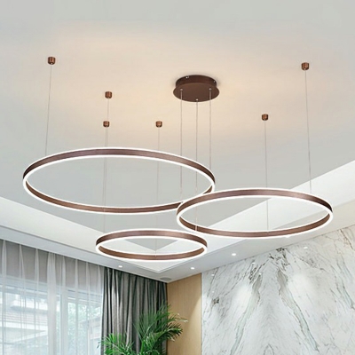 Metal Circular LED Suspension Light Simplicity Chandelier Light Fixture for Dining Room