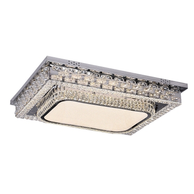 Minimalist Rectangle LED Ceiling Lamp Clear Crystal Bedroom Flush Mount Light Fixture