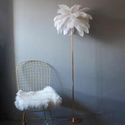 Nordic Palm Tree Shaped Floor Lamp Feather 1-Light Girls Room Standing Floor Light