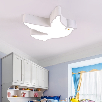 Pigeon LED Flush Mount Fixture Cartoon Metal Child Bedroom Ceiling Mounted Light