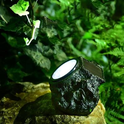 Plastic Stone Shaped LED Ground Light Decorative Black Solar Lawn Lighting for Outdoor