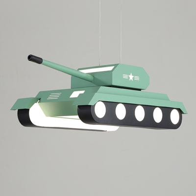 Tank Shaped Metallic Pendant Lamp Creative LED Ceiling Chandelier for Boys Bedroom