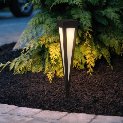 Triangular Garden Landscape Light Iron Minimalistic Solar Powered LED Stake Lamp in Grey