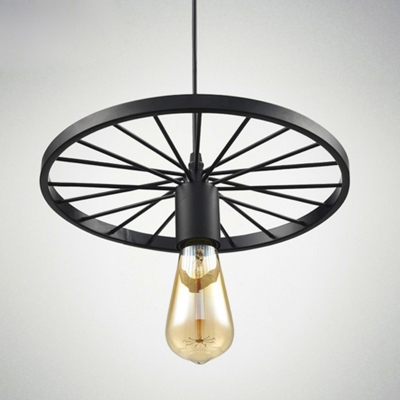 Wagon Wheel Restaurant Hanging Lamp Industrial Iron 1 Head Pendant Ceiling Light