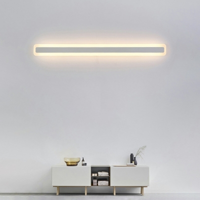 White Bar LED Vanity Lighting Minimalistic Acrylic Flush Wall Sconce for Bathroom
