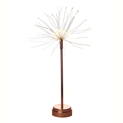 Art Deco Firework Battery Table Light Metal Bedroom LED Night Stand Lamp in Rose Gold