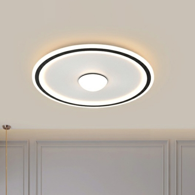Black-White Disc Ceiling Lamp Simplicity Acrylic LED Flush Mount Light Fixture for Bedroom