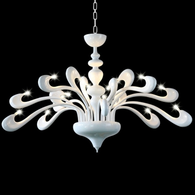 Decorative Swan Hanging Chandelier Metal 12 Bulbs Bedroom Ceiling Pendant Light in White
