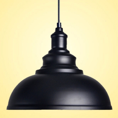 Factory Style Geometric Ceiling Pendant Single-Bulb Metal Suspension Light in Black