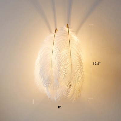 Feather Shade Wall Lamp Minimalistic Single-Bulb Wall Sconce Lighting for Bedroom