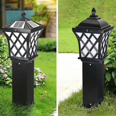 Lattice Aluminum Landscape Lamp Antique Style Black Solar LED Ground Light for Yard