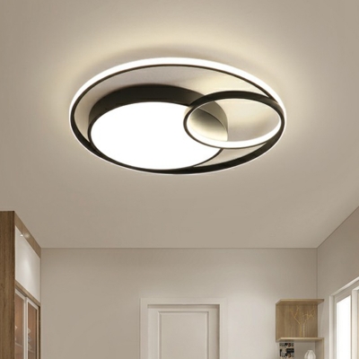 LED Loop Flush Mount Light Simple Acrylic Bedroom Flushmount Ceiling Lamp in Black