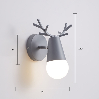 Metal Deer Head Wall Light Nordic 1-Light Rotatable Wall Mounted Reading Lamp for Bedroom