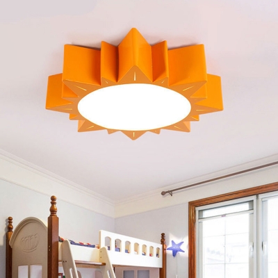 Metal Sun Shaped Flush Mount Lamp Cartoon LED Ceiling Light Fixture for Nursery School
