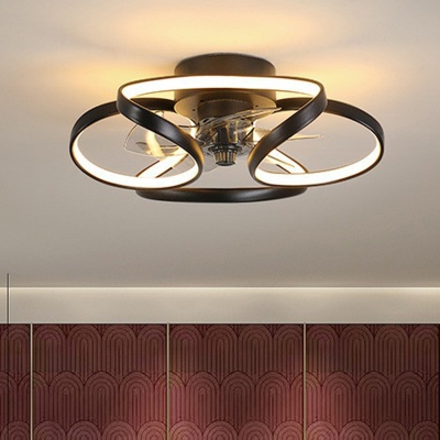 Round Led Ceiling Fan Light Simplicity, Hanging Ceiling Fan With Light And Remote