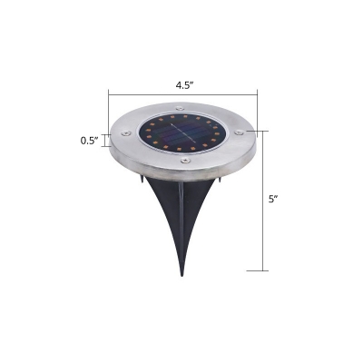Round Solar Inground Lighting Modern Stainless Steel Black LED Stake Lamp for Patio