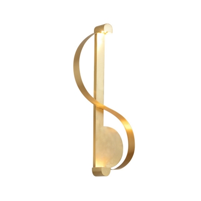 S Shaped Stairway Wall Sconce Metallic Postmodern LED Wall Mounted Light in Brass