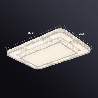 White Geometrical LED Flush Mount Light Simplicity Crystal Ceiling Light Fixture for Bedroom