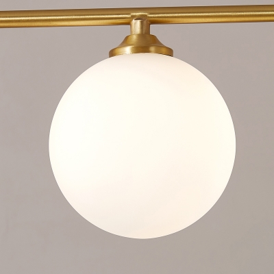 Ball White Glass Island Light Minimalistic Gold Finish Suspension Lamp for Restaurant