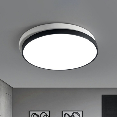 Black and White Round Ceiling Flush Mount Nordic Metal LED Flush Light for Bedroom