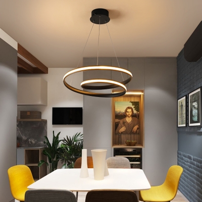 Curled Hanging Pendant Light Minimalist Acrylic LED Ceiling Chandelier for Dining Room