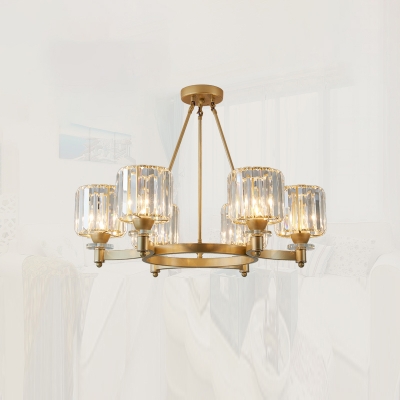Cylinder Shade Ceiling Suspension Lamp Minimalism Crystal Sitting Room Hanging Chandelier