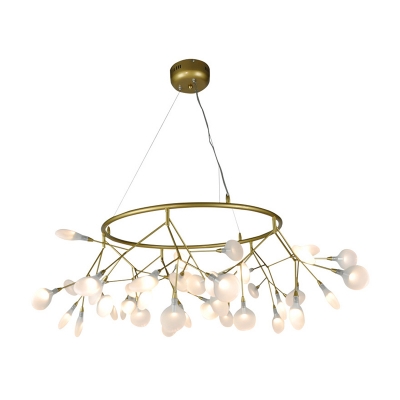 Gold Circular Pendant Lighting Simplicity Acrylic Firefly Chandelier for Living Room