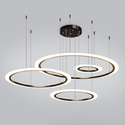 Halo Ring Chandelier Lamp Minimalistic Acrylic LED Hanging Light for Living Room