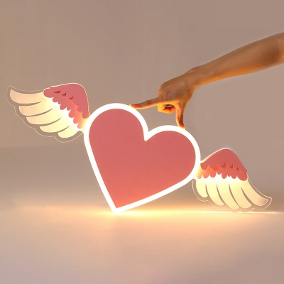 Heart Wings Ceiling Light Romantic Nordic Acrylic Bedroom LED Flushmount Lighting