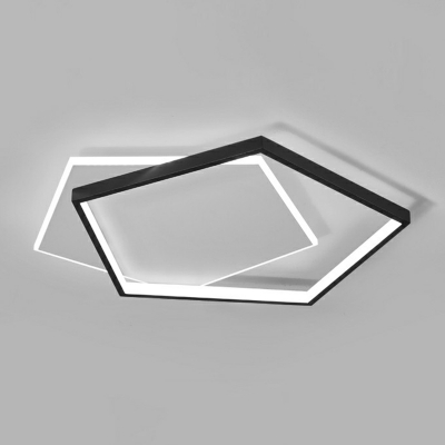 Modern Pentagonal Ceiling Lighting Metal Bedroom LED Flush Mount Light in Black and White