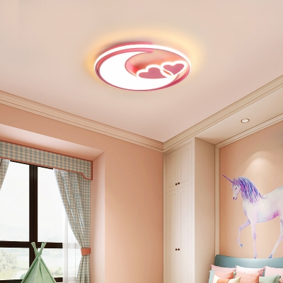 Nordic LED Ceiling Mounted Light Moon and Heart Flush Mount Fixture with Acrylic Shade