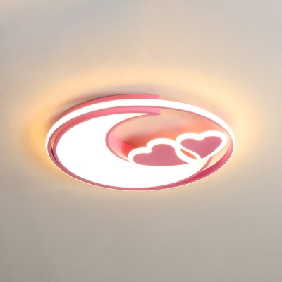 Nordic LED Ceiling Mounted Light Moon and Heart Flush Mount Fixture with Acrylic Shade