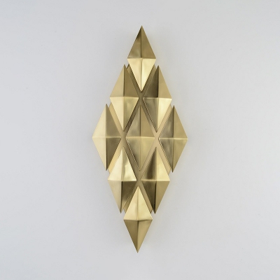 Rhombus Shaped Metal Wall Light Art Deco Gold Finish Sconce Light Fixture for Bedroom