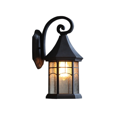 Seedy Glass House Shaped Wall Lamp Retro Style 1 Head Outdoor Wall Sconce Lighting