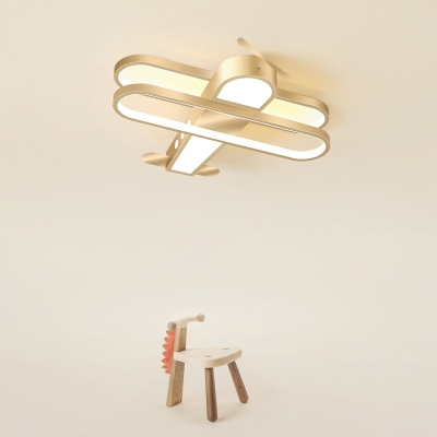 Biplane LED Ceiling Lighting Minimalist Metal Childrens Room Flush Mount Light Fixture
