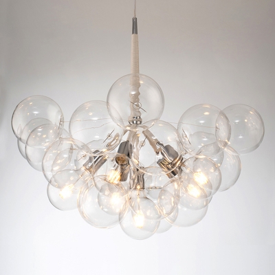 Bubbles Chandelier Light Minimalistic Clear Glass Dining Room Suspension Pendant