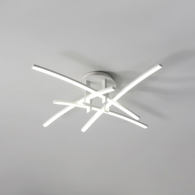 Crossed Line Aluminum Ceiling Lighting Simplicity LED Semi Flush Mount Light Fixture