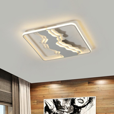 Iron Geometric Shaped Flush Light Modern LED White Ceiling Flush Mount Fixture for Bedroom