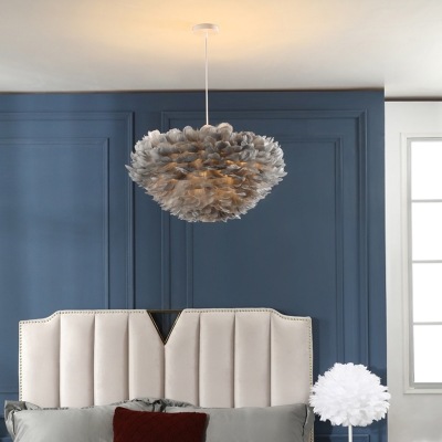 Multi-Layered Feather Pendant Lighting Nordic 1 Bulb Suspension Lamp for Dining Room