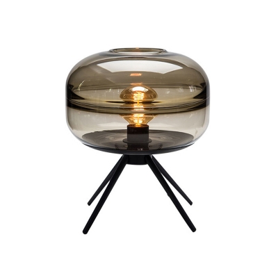 Quad-pod Nightstand Lamp Postmodern Metal 1 Head Black Table Light with Oval Glass Shade