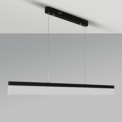 Acrylic Rectangle LED Hanging Lamp Simple Style Black-White Chandelier for Office