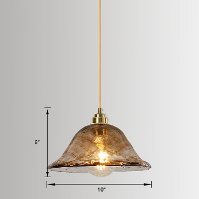 Amber Glass Geometric Suspension Light Minimalist 1 Head Pendant Lighting for Dining Room