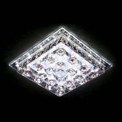 Crystal Square Flush Mount Recessed Lighting Contemporary LED Clear Ceiling Light for Hallway