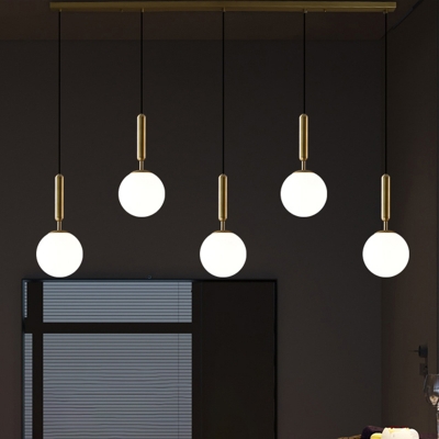 Glass Ball Multi Light Pendant Post-Modern Brass Finish Hanging Lamp for Dining Room