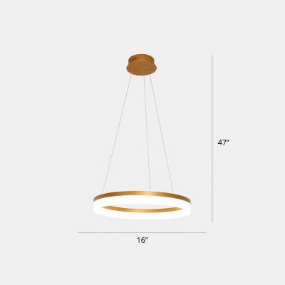 Gold Circular Ceiling Hang Light Modern Acrylic LED Chandelier Pendant for Living Room