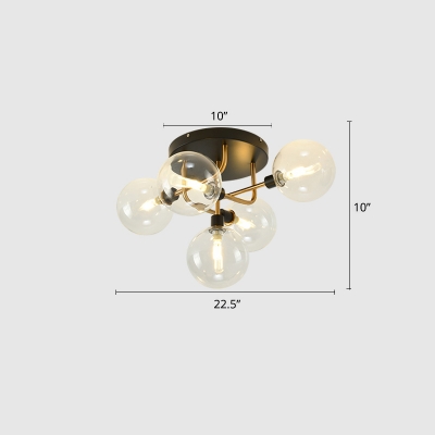 Postmodern Semi Flush Ceiling Light Dimpled Ball Flush Mount Chandelier with Dual Glass Shade