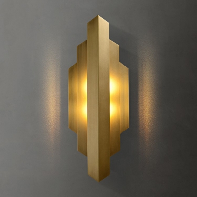 Postmodern Style Symmetric Wall Mount Light Metallic 2-Bulb Living Room Wall Sconce in Gold