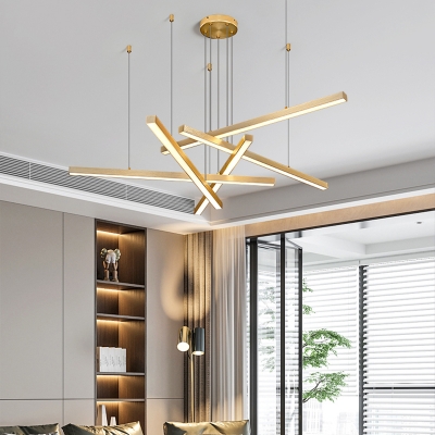 Stick Chandelier Lighting Simplicity Aluminum Living Room Ceiling Suspension Lamp