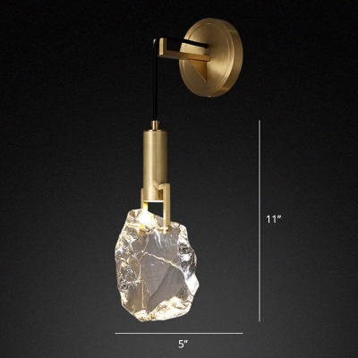 Stone Shaped Wall Light Fixture Simplicity Crystal 1 Head Bedside Wall Hanging Lamp in Gold